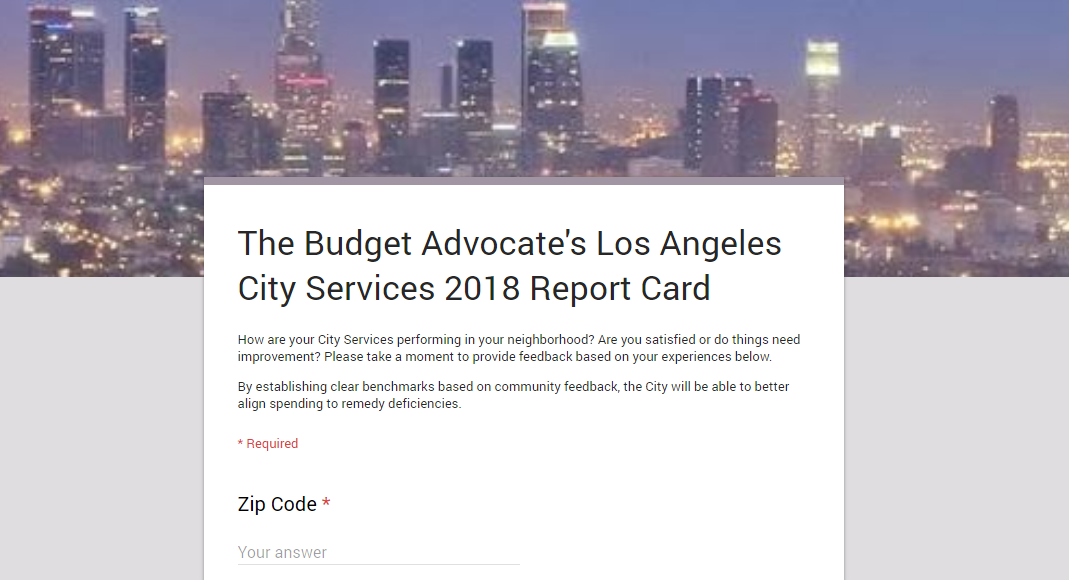The Budget Advocate s Los Angeles City Services 2018 Report Card