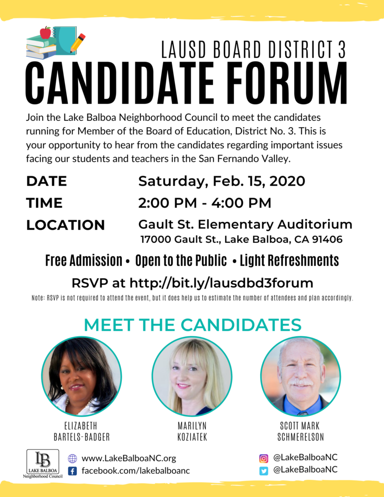 LAUSD BD3 Candidate Forum Flyer