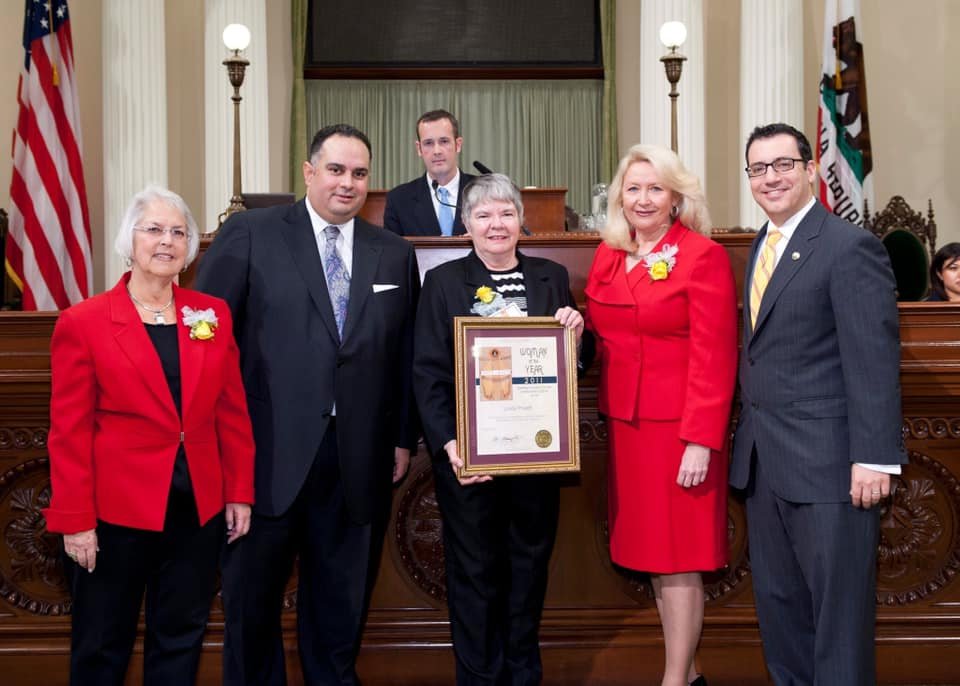 Linda Pruett accepting her Woman of the Year award. 2011 California State Assembly’s Woman of the Year