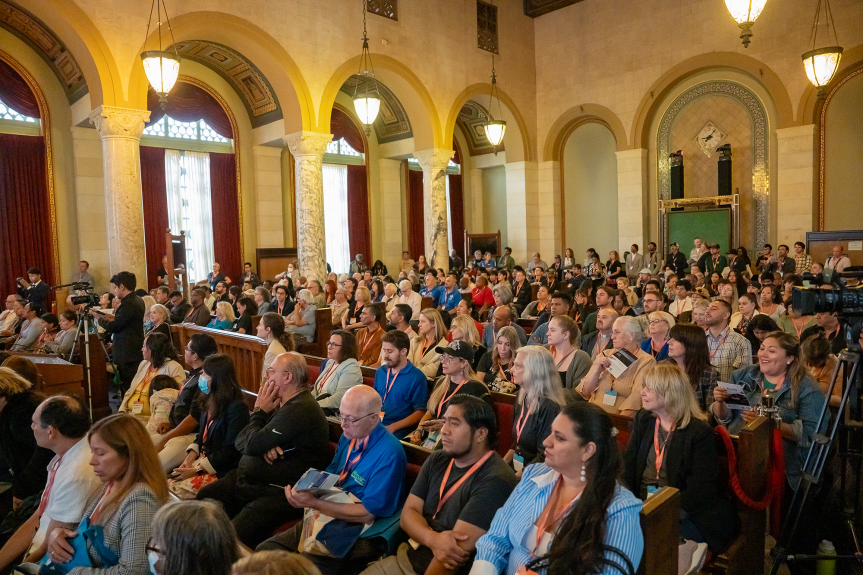 A full chamber during a recent Los Angeles City Council meeting on budget matters.